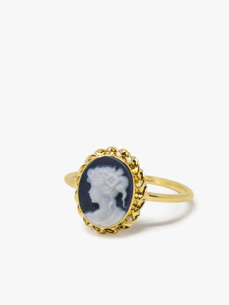 Black Mini Cameo Stacking Ring