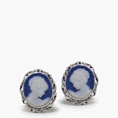 Blue Mini Cameo Stud Earrings