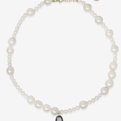 Collana Boreas Perle Spaiate E Cammeo Nero