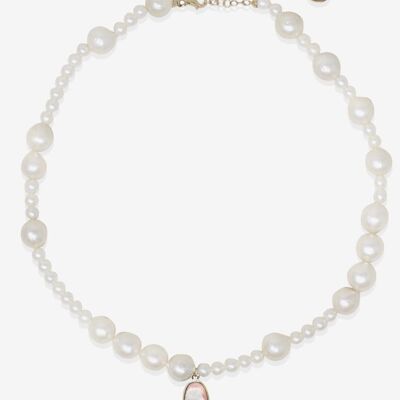 Collana Boreas Perle Spaiate E Cammeo Rosa