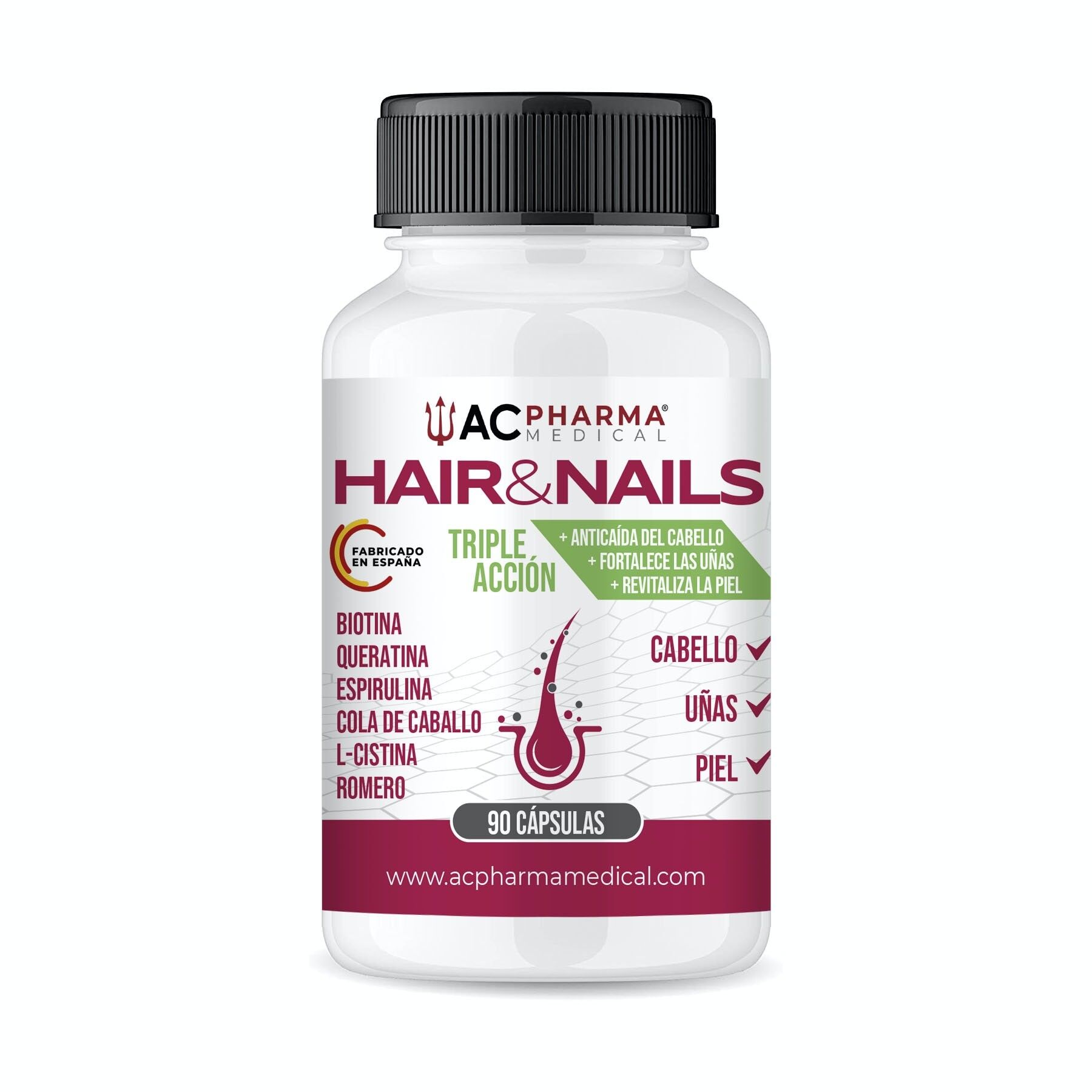 Vitamine für Haare, Haut und Nägel – Biotin – Keratin – L-Cystin – Spirulina und Schachtelhalm – Zink und Selen – 90 Kapseln