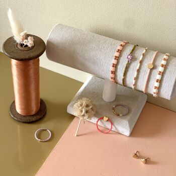 Bracelet Polly - Ecru et Ocre - Rose fluo 3