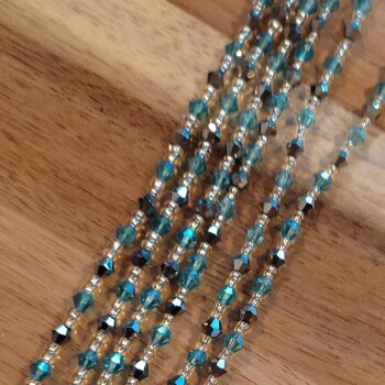 Chaîne de taille en perles de cristal bleu , et argent, perles de hanches 3