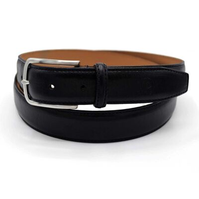 Cinturón ajustable de piel de ébano negro