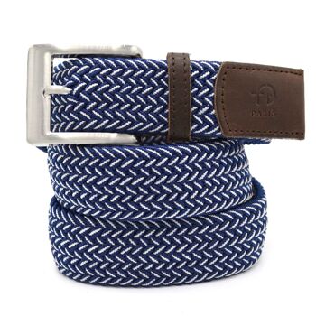 Ceinture Tressée marine et blanc 1