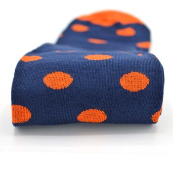 Chaussettes bleues à pois oranges 3