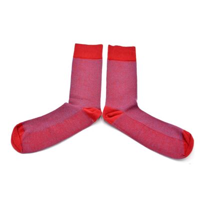 Sky blue and red herringbone socks