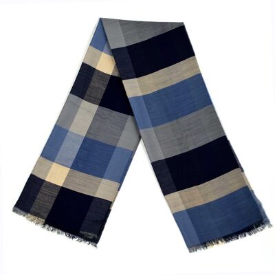 Blue tartan wool stole