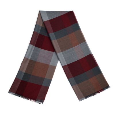 Burgundy tartan wool stole