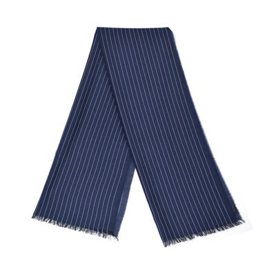 Estola de lana azul marino con rayas de tenis