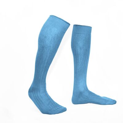 Calzini al ginocchio in puro filo di scozia azzurro
