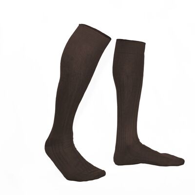 Pure fil d Ecosse knee socks, chocolate brown