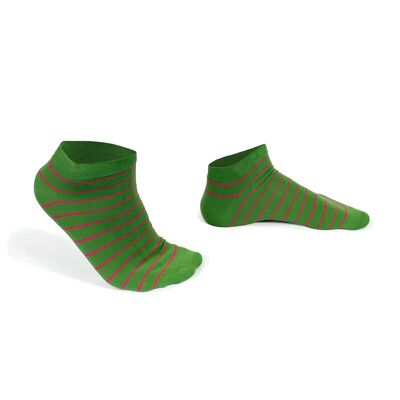 Grüne Socken mit rosa Streifen