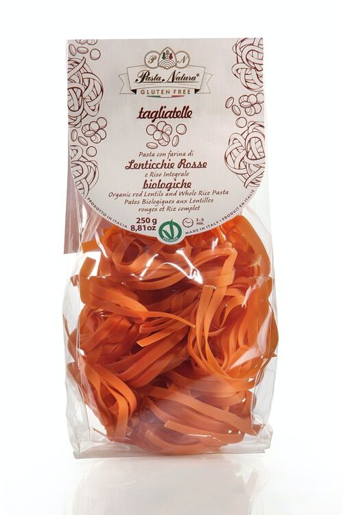 Tagliatelle di Lenticchie Rosse e Riso integrale Bio, Gluten Free & Vegan