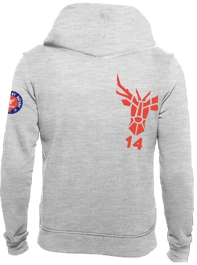 Hooded sweatshirt 14Ender® Logo angled gray mel