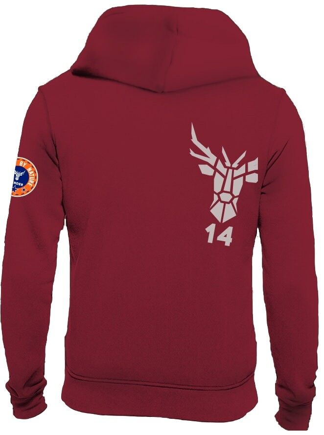 Hooded zip sweatshirt logo print bordaux