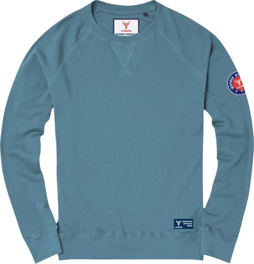 Sweatshirt Round Neck Logo angled stone blue