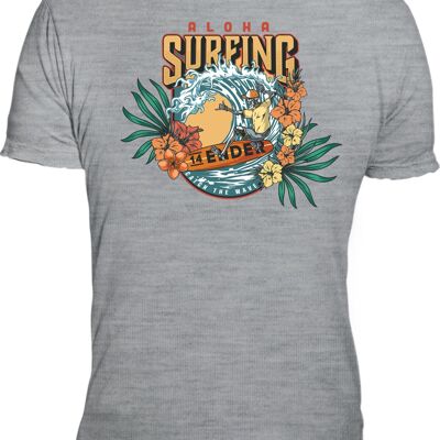 T-shirt 14Ender® Aloha Surf⛱ grigio melange