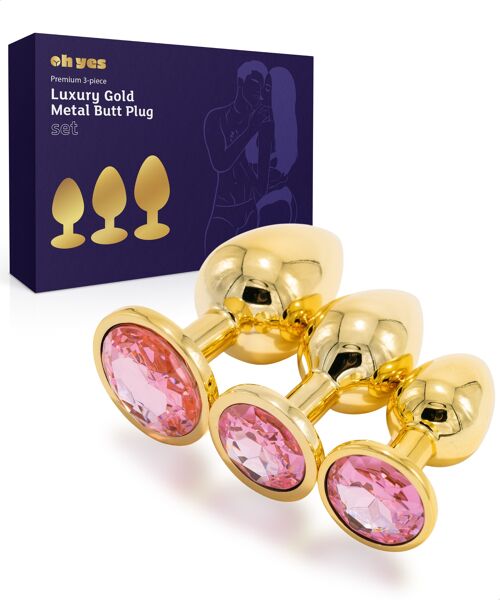 Goud metalen Buttplug sets