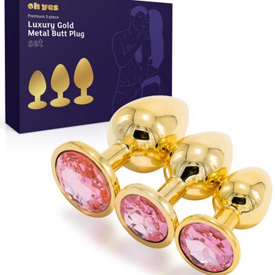 Goldfarbene Analplug-Sets aus Metall