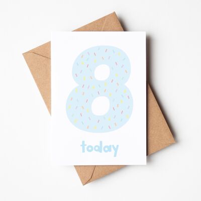 Age 8 Blue Confetti Birthday Card