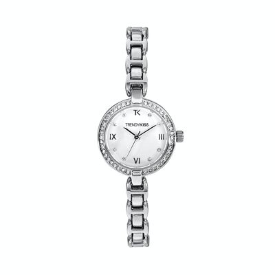 TM10163-01 - Trendy Kiss analog women's watch - Metal bracelet - Jeweled case - Angèle
