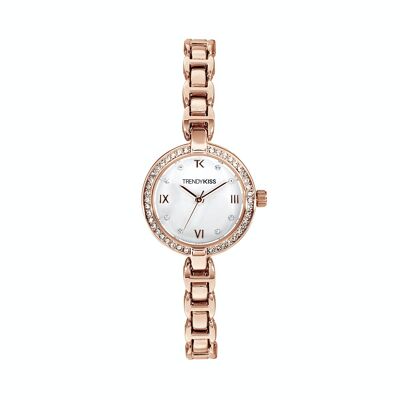 TM10163-03 - Montre femme analogique Trendy Kiss - Bracelet métal - Boitier empierré - Angèle