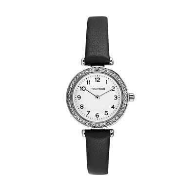 TC10165-01 - Trendy Kiss analog women's watch - Leather strap - Jeweled case - Adèle