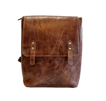 Sac à dos en cuir robuste au style minimaliste tendance mixte , sac à dos de voyage rétro vintage ,cartable. BACKPAK VINTAGE 6