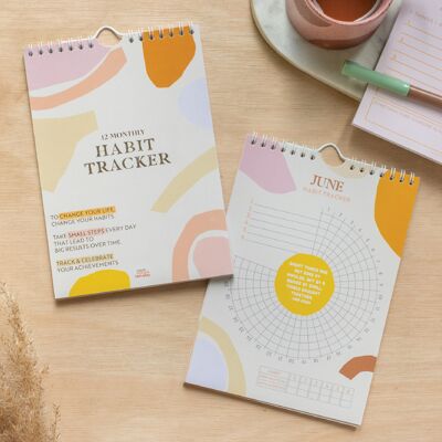 Daily Habit Tracker | 12 Month Goal Planner | Pastel Organic