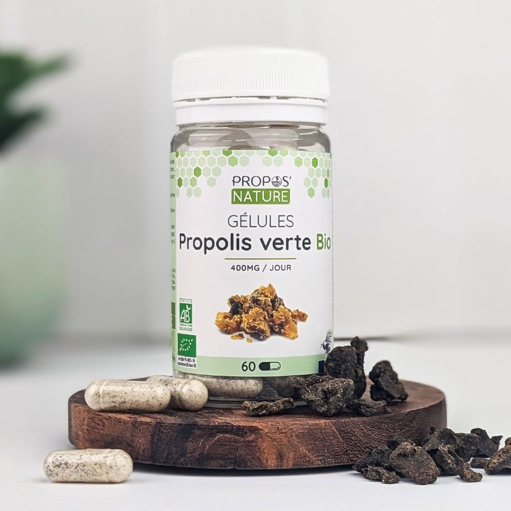 VEGETABLE CAPSULES OF ORGANIC GREEN PROPOLIS - IMMUNITY - 60 OR 120 CAPSULES