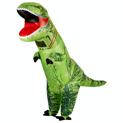 Aufblasbares T-Rex-Dinosaurier-Halloween-lustiges Dino-Kostüm für Erwachsene, gruseliger aufblasbarer Anzug für Cosplay-Kostümpartys – einfach aufzublasen und mit Reißverschluss zu schließen