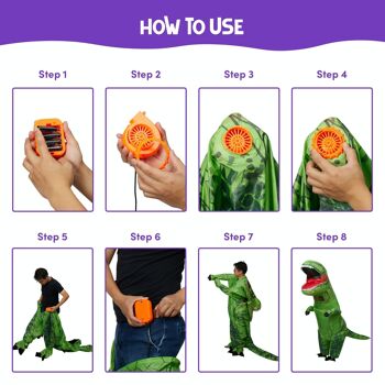 Gonflable T-Rex Dinosaure Halloween Funny Dino Costume Adultes Spooky Blow Up Costume pour Cosplay Fancy Dress Up Party - Facile à gonfler et fermeture à glissière 4