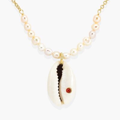 Coral & Cowrie Shell Necklace
