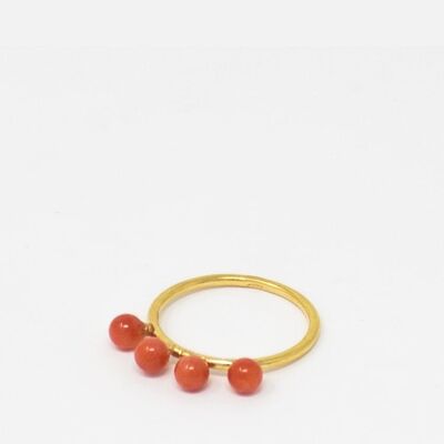 Anillo apilable con cuentas de coral