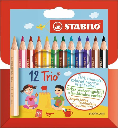 Crayons de couleur - Etui carton x 12 STABILO Trio court