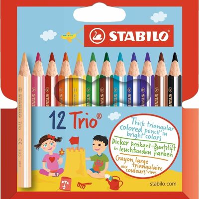 Lápices de colores - Estuche de cartón x 12 STABILO Trio corto