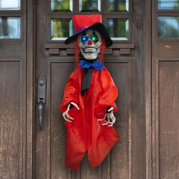 Décoration d'Halloween Effrayant Zombie Clown, Squelette Animé Changeant Yeux LED et Bras Réglables, Maison Hantée, Carnaval, Décoration Extérieure Intérieure 7