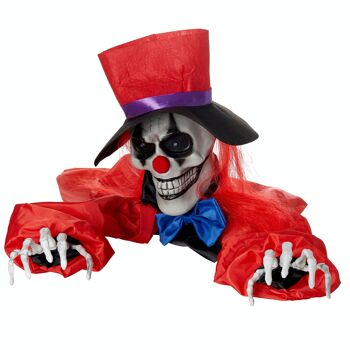 Décoration d'Halloween Effrayant Zombie Clown, Squelette Animé Changeant Yeux LED et Bras Réglables, Maison Hantée, Carnaval, Décoration Extérieure Intérieure 8