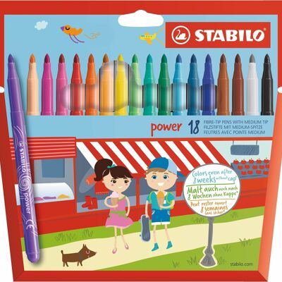 Coloring pens - Cardboard case x 18 STABILO power