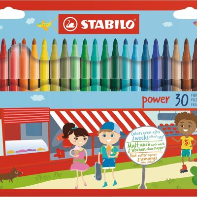 Astuccio in cartone x 30 pennarelli colorati STABILO power punta media