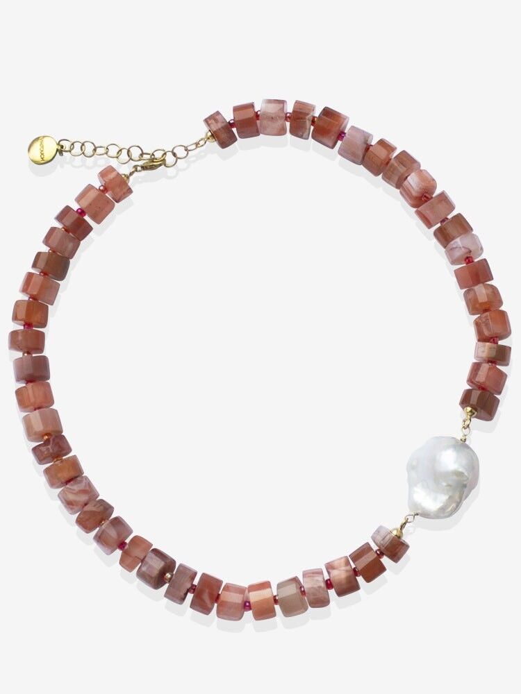 Demeter Orange Agate & Pearl Necklace