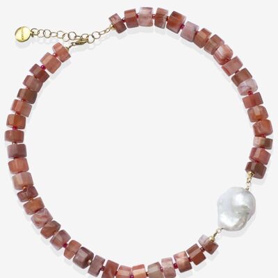 Demeter Orange Agate & Pearl Necklace