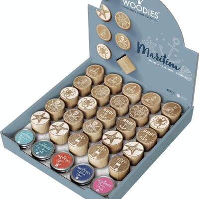 DISPLAY OF 25 ROUND STAMPS + 5 SEA THEME INKER PAD