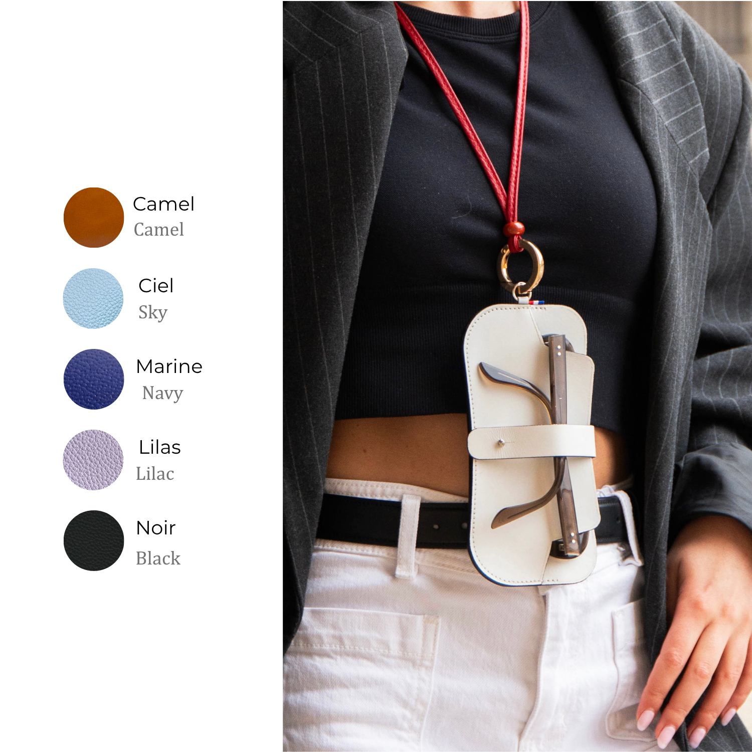 Lucie glasses case in vegetable-tanned leather - Atelier BALTUS