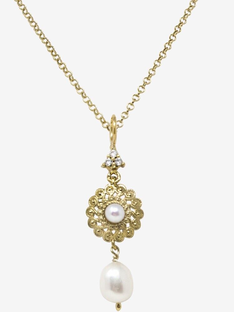 Collana di perle filigrana placcata oro