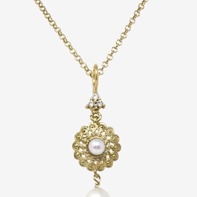 Collar de perlas bañadas en oro Filigrana