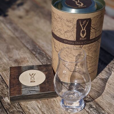 Upcycled Whisky stave coaster & glass