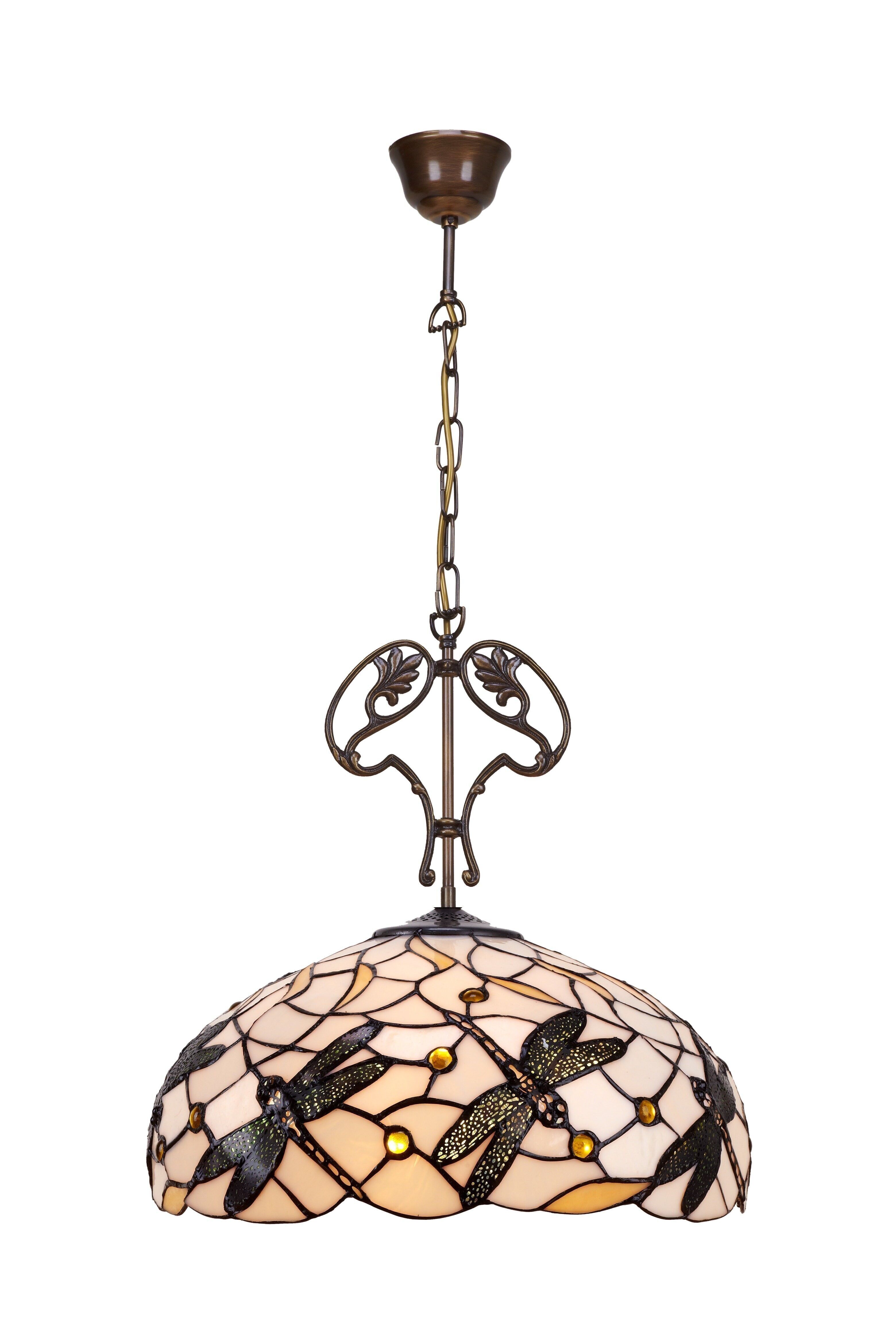 Deckenanhänger größerer Durchmesser 45 cm mit Kette und Tiffany-Gusseisenornament Pedrera-Serie LG223966