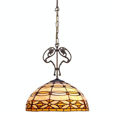 Ceiling pendant larger diameter 40cm with chain and cast Tiffany Ivory Series ornament LG225166